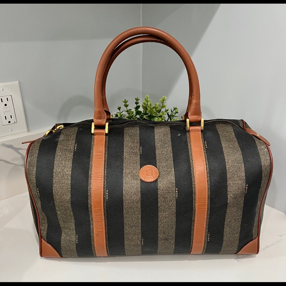 Fendi Bag,Travel, Gorgeous Weekender Travel, Duffle with Cognac Brown Lea… - Picture 16 of 16